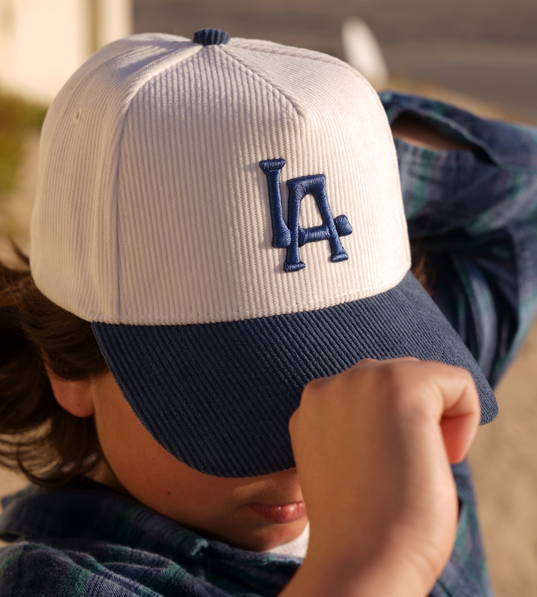 Blue 2 Tone Corduroy LA Hat