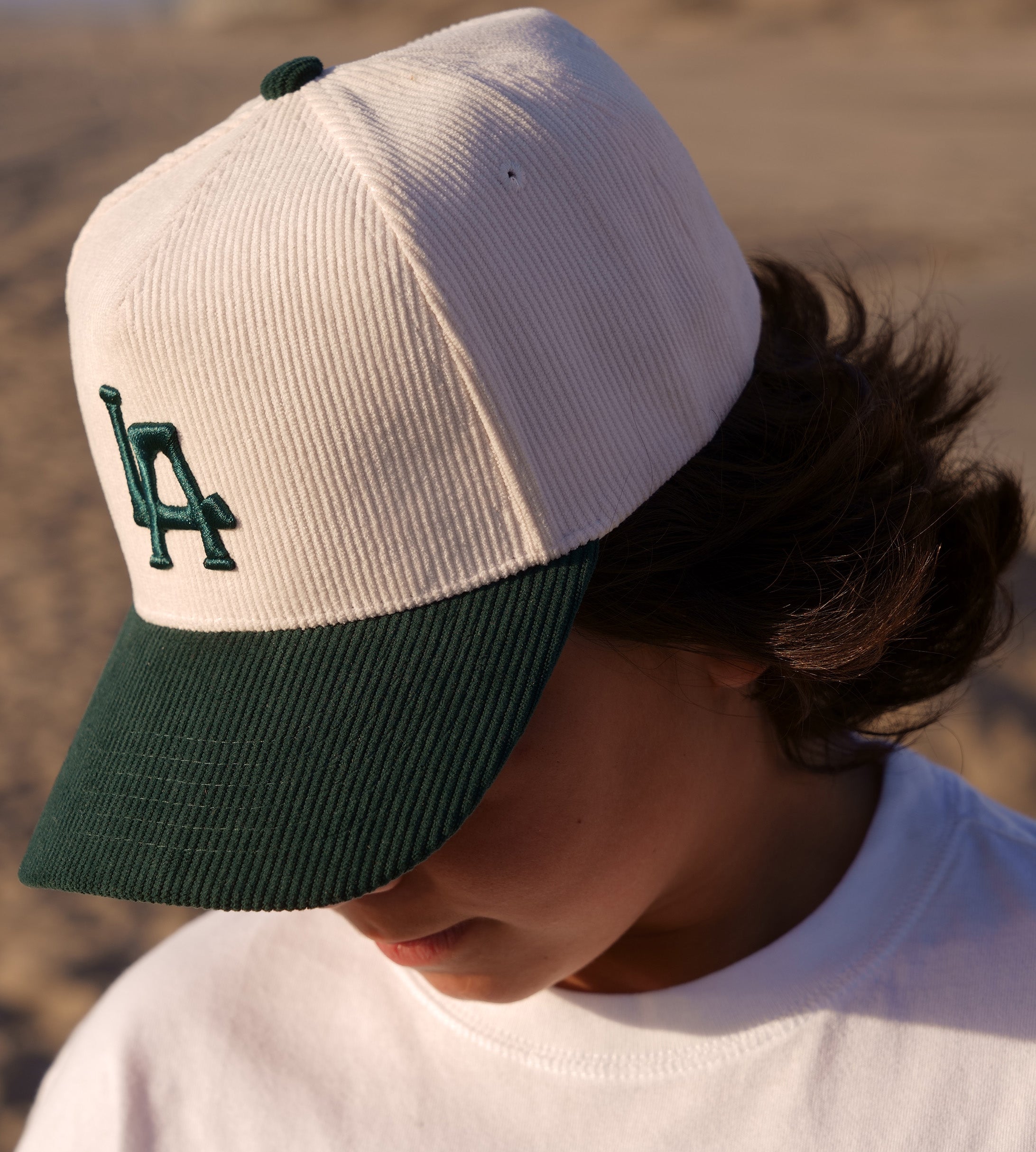 Green 2 Tone Corduroy LA Hat